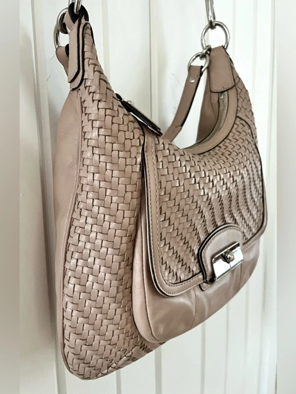 Coach Kristin Woven Leather Shoulder Bag Hobo - Picture 8 of 14